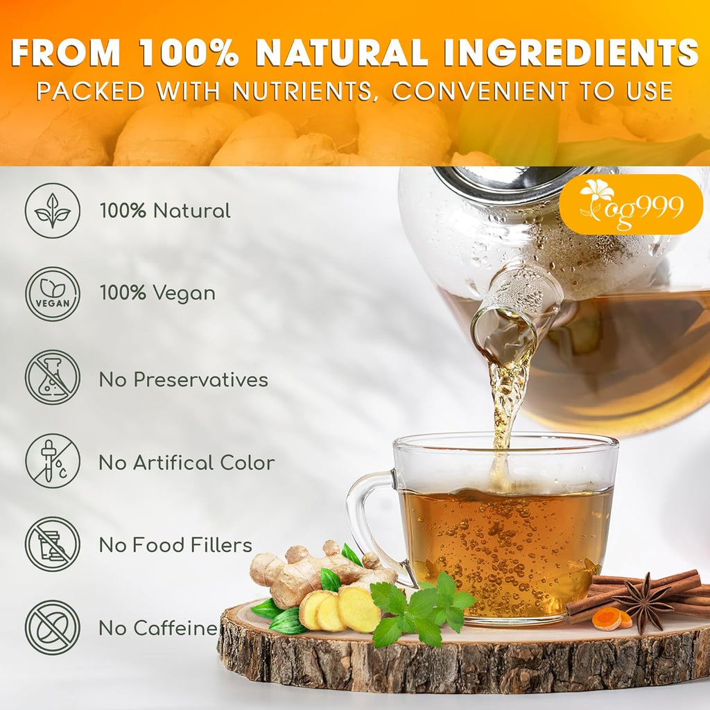 Premium Ginger, Turmeric and Cinnamon, Handmade Blend of Ginger, Turmeric, Cinnamon, Orange Peel, Black Pepper, Hawthorn Berry and Jasmine