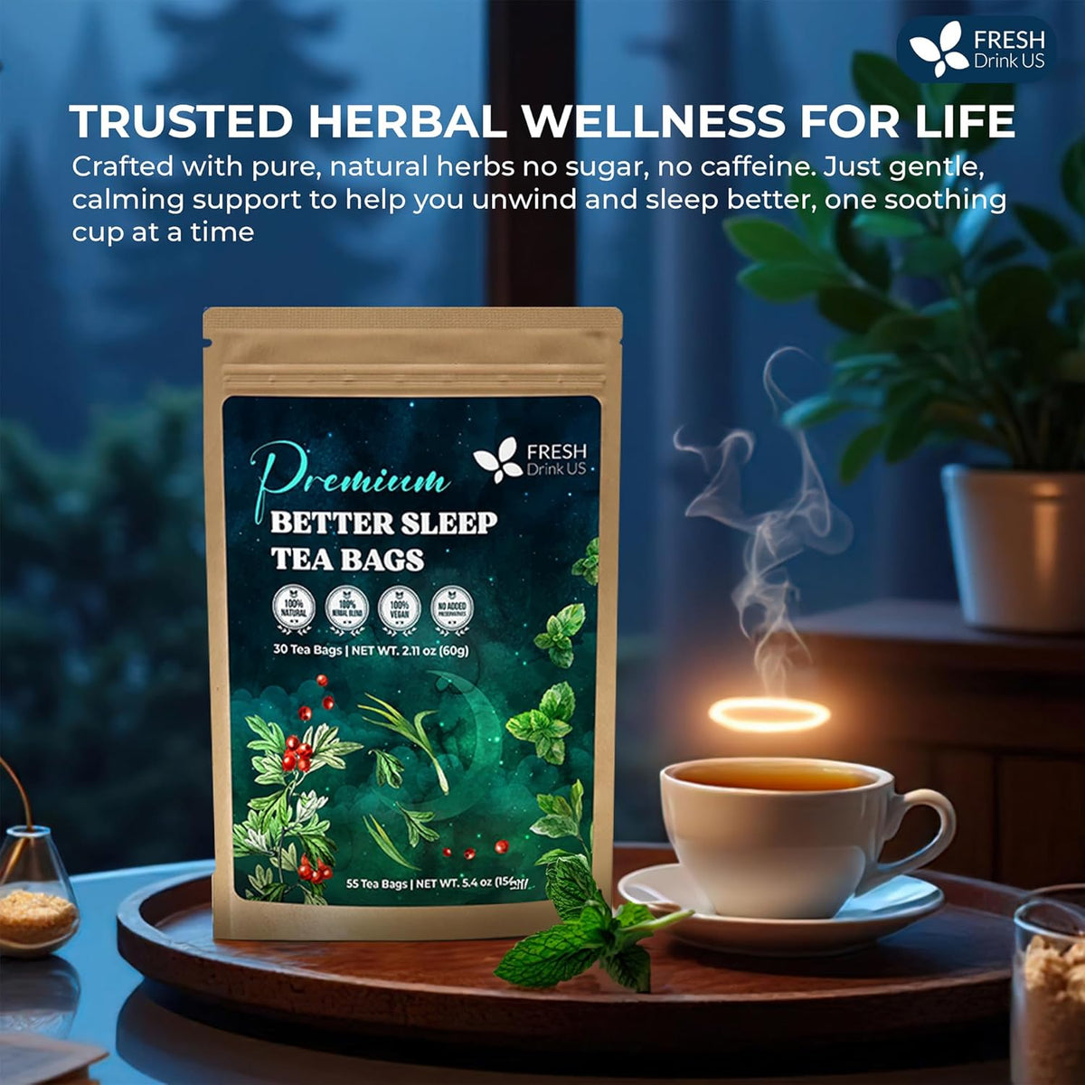 Premium Better Sleep Herbal Tea | Special Herbal Sleep Tea, Caffeine-Free Loose Leaf Blend with Spearmint Leaves, Lemongrass Leaves, and Hawthorn Berry – Naturally Refreshing and Aromatic