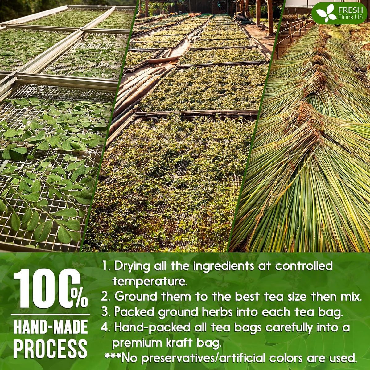 Premium Tulsi Moringa Lemongrass Tea Bags, 100% Natural & Pure from Tulsi Holy Basil Leaves, Moringa & Lemongrass